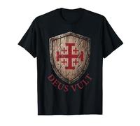 Deus Vult T-Shirt Cavalieri Templari Crociati Chiesa Maglietta