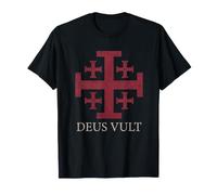 Deus Vult T-Shirt Cavalieri Templari Crociati Chiesa Maglietta