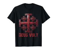 Deus Vult T-Shirt Cavalieri Templari Crociati Chiesa Maglietta