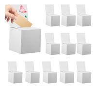 Deuson 12 urne a scelta, in cartone, 15 x 15 x 15 cm, con fessura, in cartone per commenti, voti, donazioni, biglietti da visita (bianco)