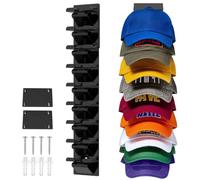 Deuson 2 supporti da parete per cappelli da baseball | Supporto da parete per fino a 36 tappi, doppio metodo di sospensione, autoadesivo o con viti, tenuta salda dalla forma in ABS