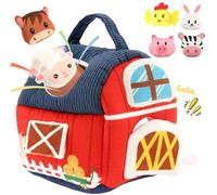 Deuson Giocattoli Montessori per bambini, giocattoli sensoriali, con morbidi animali di peluche e specchio, per bambini a partire dai 6 mesi, regalo di Natale e compleanno (fattoria)