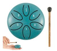 Deuson Tamburo antipioggia per esterni, 7,6 cm, in acciaio, con 6 note, suono lenitivo, mini tamburo per la pioggia, con martelletto, per yoga, meditazione, campeggio (verde)