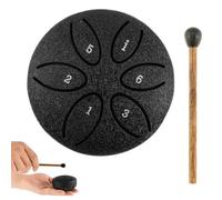 Deuson Tamburo antipioggia per esterni, 7,6 cm, in acciaio, per la pioggia, 6 note, suono lenitivo, tamburo per lingua in acciaio, mini tamburo per pioggia, con martelletto, per yoga, meditazione,