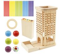 Deuson Torre di apprendimento dei colori, 3 in 1, gioco da tavolo in legno, favorisce le capacità motorie e il riconoscimento dei colori dei bambini, giocattolo educativo per bambini (colorato)