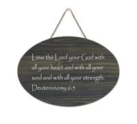 Deuteronomio 6:5 Love The Lord Your God with All Your Heart And with All Your Wood Sign 15,2 x 25,4 cm Bibbia Wall Art Targhe in legno per porta d'ingresso, soggiorno, cucina
