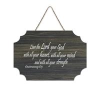 Deuteronomio 6:5 Love The Lord Your God with All Your Heart, with All Your Mind And with All Your Str Cartello in legno 6x10 Bibbia Wall Art Targhe in legno per porta d'ingresso Soggiorno Cucina Decor