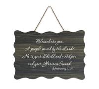 Deuteronomy 33:29 Blessed Are You, A People Saved by The Lord! He Is Your Shield And Helper And Your Rustic Wood Hanging Sign Decorazione da parete in legno per soggiorno, camera da letto, porta