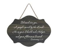 Deuteronomy 33:29 Blessed Are You, A People Saved by The Lord! He Is Your Shield And Helper And Your Rustic Wood Hanging Sign Decorazione da parete in legno per soggiorno, camera da letto, porta