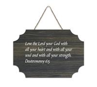 Deuteronomy 6:5 Love The Lord Your God with All Your Heart And with All Your Heart And con citazione, cartello decorativo in legno da appendere alla parete per soggiorno, camera da letto, porta