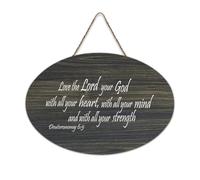 Deuteronomy 6:5 Love The Lord Your God with All Your Heart, with All Your Mind And with All Your Str Cartello rustico in legno da appendere per soggiorno, camera da letto, porta finestra, casa, 15,2 x