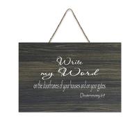 Deuteronomy 6:9 Write My Word on The Doorframe of Your Houses And on Your Gates Cartello di benvenuto in legno rustico per portico anteriore porta parete scuola aula Coffee Club Cartello in legno 15,2