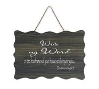 Deuteronomy 6:9 Write My Word on The Doorframes of Your Houses And on Your Gates Citazione Cartello rustico in legno decorativo da appendere per soggiorno, camera da letto, porta finestra, casa, 15,2