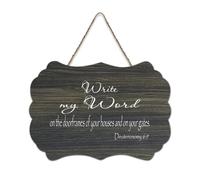 Deuteronomy 6:9 Write My Word on The Doorframes of Your Houses And on Your Gates Citazione Cartello rustico in legno decorativo da appendere per soggiorno, camera da letto, porta finestra, casa, 15,2