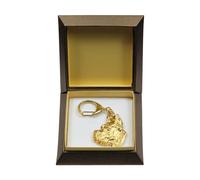 Deutsche Alano 2 - Placcato Oro Portachiavi Con Uno Cane, Scatola Art Dog