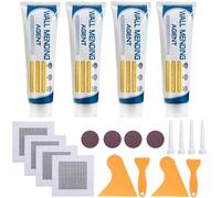 Deuvuo 4 Pezzi Stucco Per Muro Bianco Pronto, Veloce in Tubetto per Crepe, Graffi e Fori, Riempitivo per Muri Interni Esterno con Spatola, Carta Abrasiva e Patch