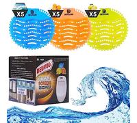 Deuvuo Colino per orinatoio con profumo, 15 pezzi, filtro per orinatoio, blocca le onde 3D, anti-odore per WC, bagno, hotel e uffici, profumo di lunga durata, Blu, Arancione, Giallo