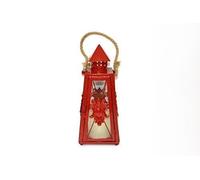 Deux Elles Lanterna con Candela a Batteria, Rosso, 29 cm