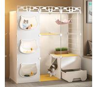 DEUYO Cuccia per Gatti Grande a 2/3 Livelli, Gabbie per Gatti da Interno, Villa per Gatti Trasparente, Lettiera per Gatti Chiusa, Staccabile, Spazio per la libertà (Size : 107x37x107cm) Warm as Ever