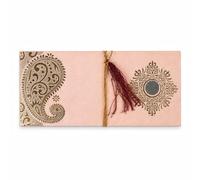 DEV SANKET Blush Peach & Gold Fold-Open Shagun Money Envelopes with Tassel for Cash, Gift Cards, Weddings & Festivals - Pack of 5