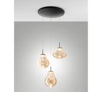 Deva Sospensione Ambra 3 Luci Tonda Design Nero Collezione DEVA Illumina la tua Casa
