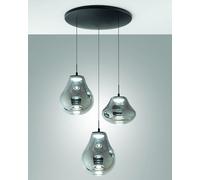 DEVA SOSPENSIONE FUME' 3 LUCI TONDA A LED CCT 2700K - 3000K - 4000K- 42W - 4530 lm DIMMERABILE