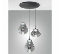 DEVA SOSPENSIONE FUME' 3 LUCI TONDA A LED CCT 2700K - 3000K - 4000K- 42W - 4530 lm DIMMERABILE