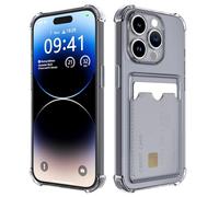 DEVASO Cover per iPhone 14 Pro Max con Porta Carte, Portafoglio Custodia Protettiva in Silicone Sottile Morbido TPU Trasparente Anti-Graffio Tasche Case, Nero