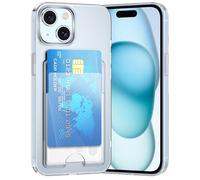 DEVASO Cover per iPhone 15 Custodia Trasparente con Porta Carte，Portafoglio Custodia Protettiva in Silicone Sottile Morbido TPU Anti-Graffio Tasche Case per 2 Carte