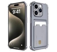 DEVASO Cover per iPhone 15 Pro con Porta Carte, Portafoglio Custodia Protettiva in Silicone Sottile Morbido TPU Trasparente Anti-Graffio Tasche Case, Nero