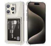DEVASO Cover per iPhone 15 Pro Max con Porta Carte, Portafoglio Custodia Protettiva in Silicone Sottile Morbido TPU Trasparente Anti-Graffio Tasche Case