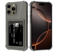 DEVASO Cover per iPhone 16 Pro Max con Porta Carte, Portafoglio Custodia Protettiva in Silicone Sottile Morbido TPU Trasparente Anti-Graffio Tasche Case, Nero