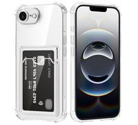 DEVASO Cover per iPhone 16e con Porta Carte, Portafoglio Custodia Protettiva in Silicone Sottile Morbido TPU Trasparente Anti-Graffio Tasche Case, Nero