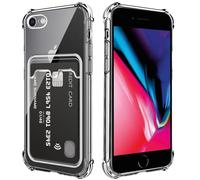 DEVASO Cover per iPhone 7/8/SE 2020 con porta carte, morbida TPU silicone trasparente protezione della fotocamera custodia a portafoglio lente antigraffio carta custodia