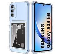 DEVASO Crystal Custodia per Samsung Galaxy A34 5G con Tasche Porta Carte Portafoglio Cover Protettiva in Silicone Sottile Morbido TPU Trasparente Anti-Graffio Case