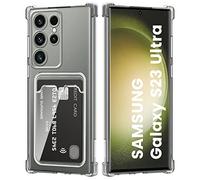 DEVASO Crystal Custodia per Samsung Galaxy S23 Ultra 5G con Tasche Porta Carte Portafoglio Cover Protettiva in Silicone Sottile Morbido TPU Trasparente Anti-Graffio Case