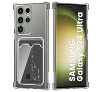 DEVASO Crystal Custodia per Samsung Galaxy S24 Ultra 5G con Tasche Porta Carte Portafoglio Cover Protettiva in Silicone Sottile Morbido TPU Trasparente Anti-Graffio Case