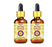 Deve Herbes Olio di cocco extra vergine naturale (Cocos nucifera) con contagocce in vetro pressato a freddo (confezione da due) 100 ml x 2 (6 once)