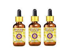 Deve Herbes Olio di cocco vergine naturale (Cocos nucifera) con contagocce in vetro pressato a freddo (confezione da tre) 100 ml x 3 (10 oz)