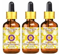 Deve Herbes Olio di oliva organico puro (Olea europaea) con contagocce in vetro, qualità terapeutica naturale, spremuto a freddo, 100 ml x 3 (10 oz)