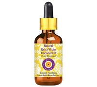 Deve Herbes - Olio naturale di noce di cocco extra (Cocos nucifera) con gocciolatoio di vetro, 100% puro grado terapeutico naturale pressato a freddo