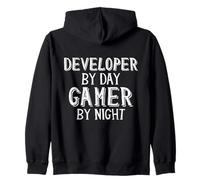 Developer By Day Gamer By Night Software Coding Game Dev Felpa con Cappuccio