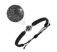 Devenirriche Braccialetto con foto personalizzabile, con micro-incisione "I Love You" in 100 lingue, regolabile, romantico, per coppie
