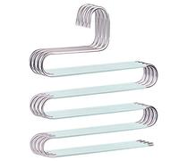 devesanter Grucce per pantaloni, salvaspazio, antiscivolo, a forma di S, in acciaio inox, organizer per pantaloni, jeans, sciarpe, da appendere, colore verde, confezione da 4