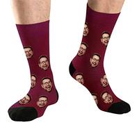 DEVFISH Calzini personalizzati per il viso per gli uomini e le donne animali domestici, Rosso scuro, Large