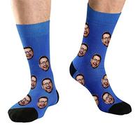 DEVFISH Calzini viso personalizzati da uomo, Blu, L