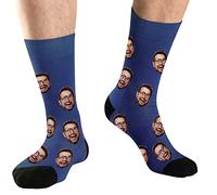 DEVFISH Calzini viso personalizzati da uomo, Blu mare, L