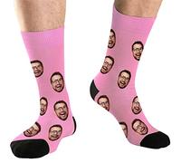 DEVFISH Calzini viso personalizzati da uomo, Colore: rosa., L