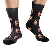 DEVFISH Calzini viso personalizzati da uomo, Nero, L