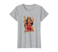 Devi Durga Camicia Dea Indù Durga Maglietta, Donna, Grigio Melange, S